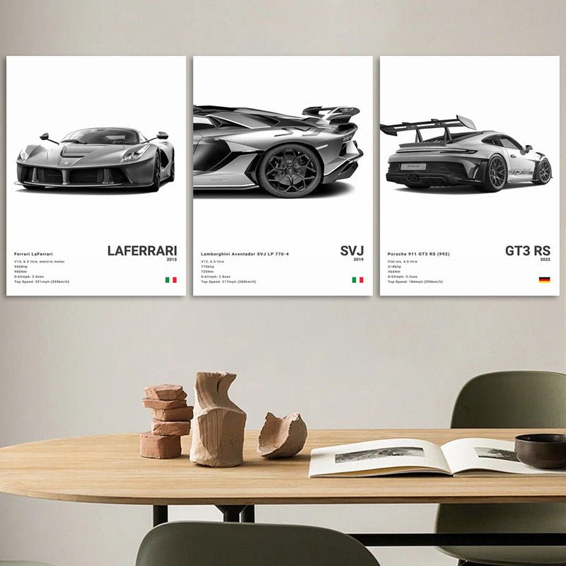 Black and White Sports Car Poster - Nyxroom