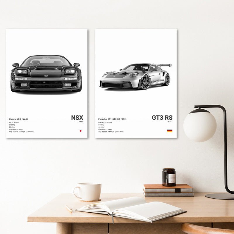Black and White Sports Car Poster - Nyxroom