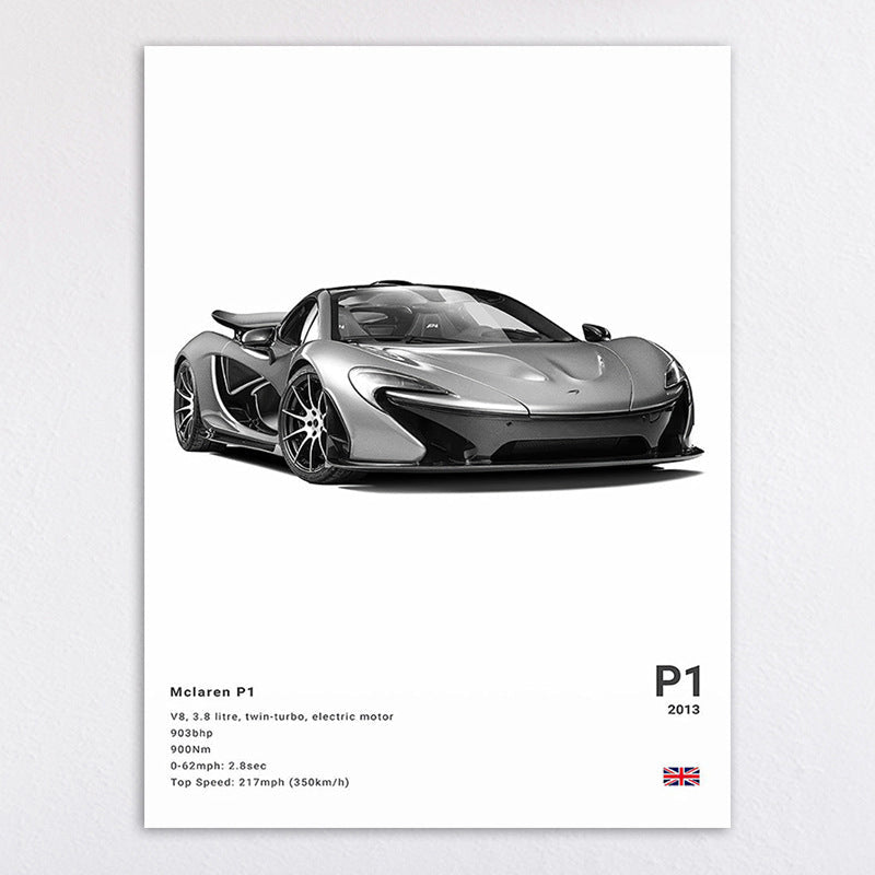 Black and White Sports Car Poster - Nyxroom