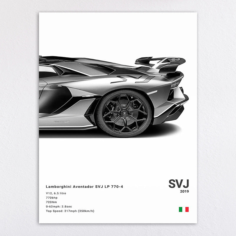 Black and White Sports Car Poster - Nyxroom