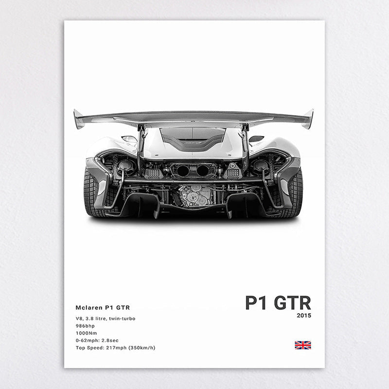 Black and White Sports Car Poster - Nyxroom