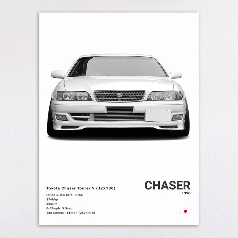 Black and White Sports Car Poster - Nyxroom