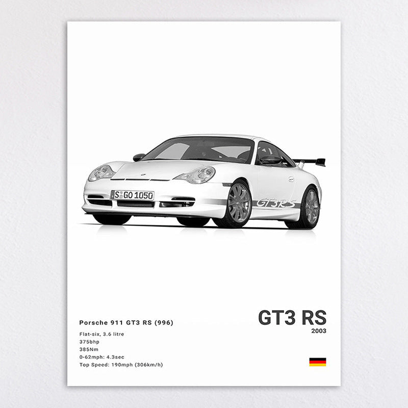 Black and White Sports Car Poster - Nyxroom