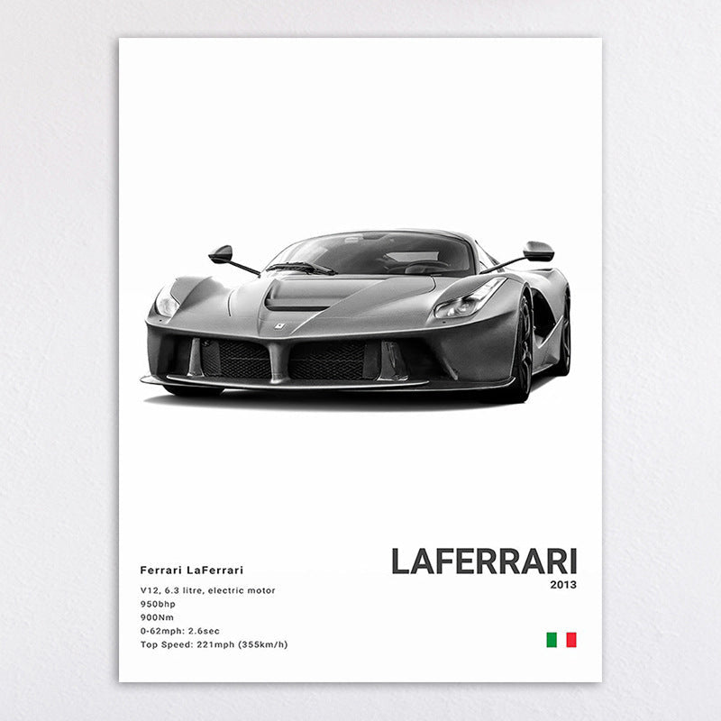 Black and White Sports Car Poster - Nyxroom