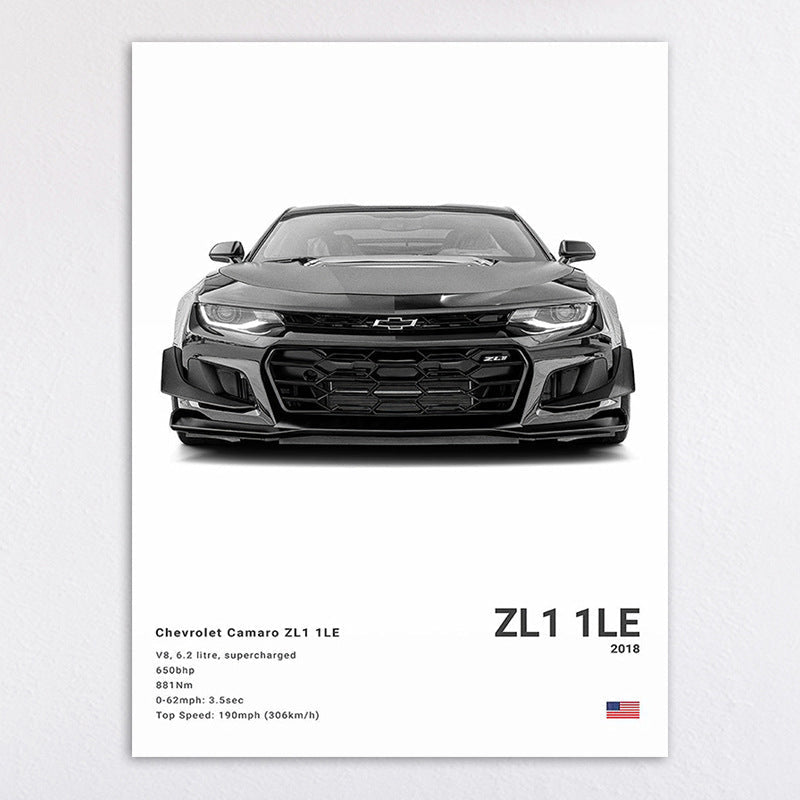 Black and White Sports Car Poster - Nyxroom